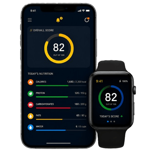 ATE Food dashboard on a phone and smartwatch