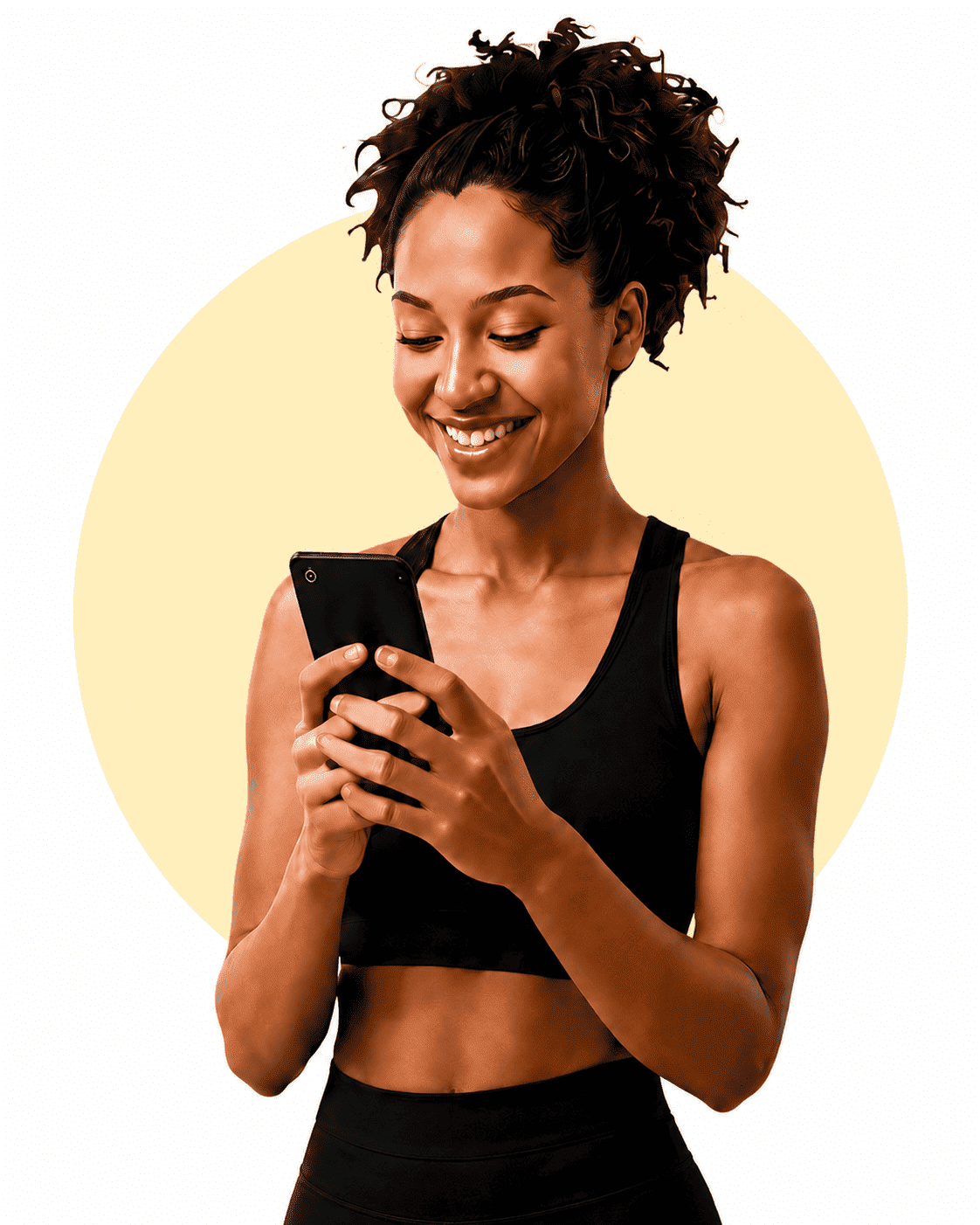 Woman reviewing personalized ATE insights on her phone